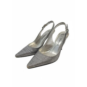 J. Renee Silver Glitter Slingback Heels Size 9